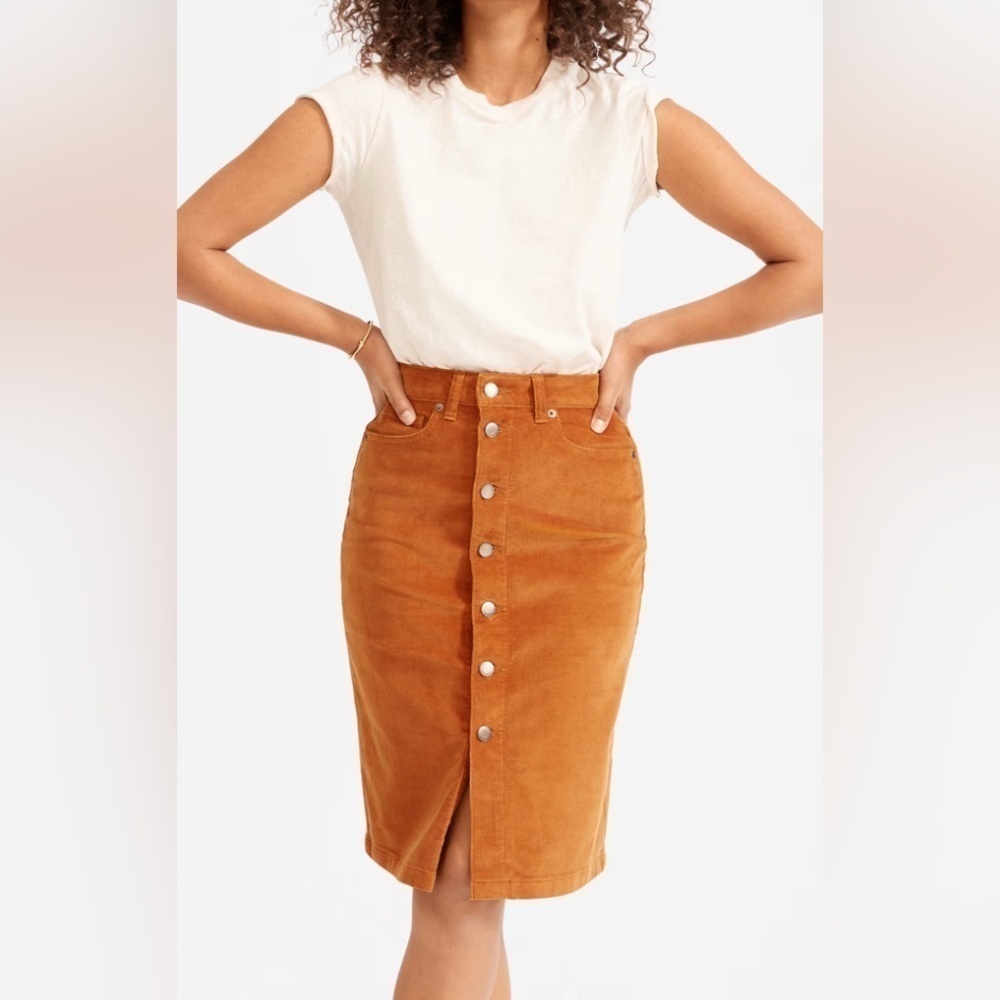 Everlane Revolve Corduroy Button Front Skirt